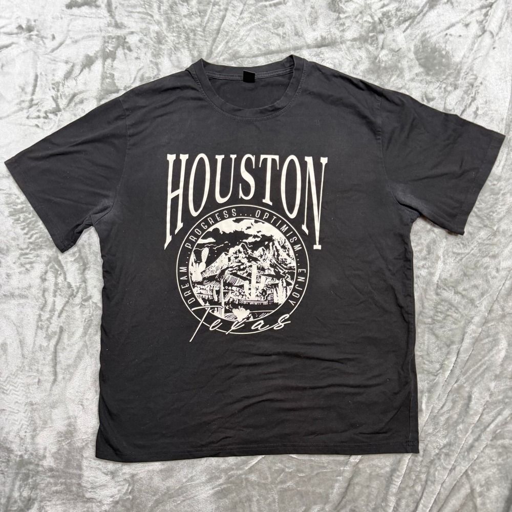 Rumwe Mens Graphic T Shirt Houston Texas Dream Progress Optimism‎ Enjoy Black M